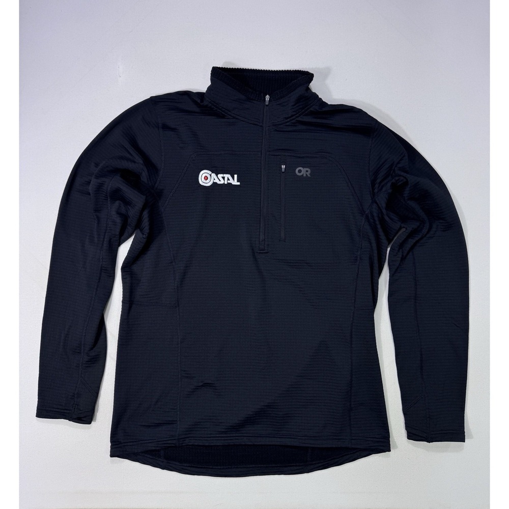 Outdoor Research Tech Grid 1/4 Zip Fleece Mens Large Black Pullover 322267 Hike